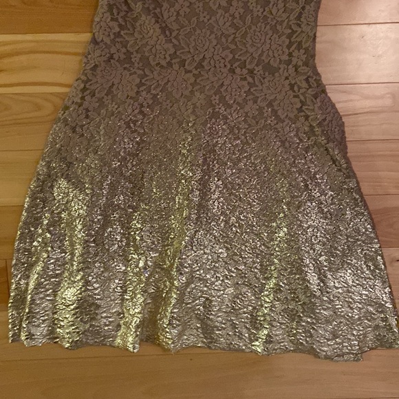 Free People Gold Metallic Lace Moonlight Ombré Dress - Picture 8 of 14